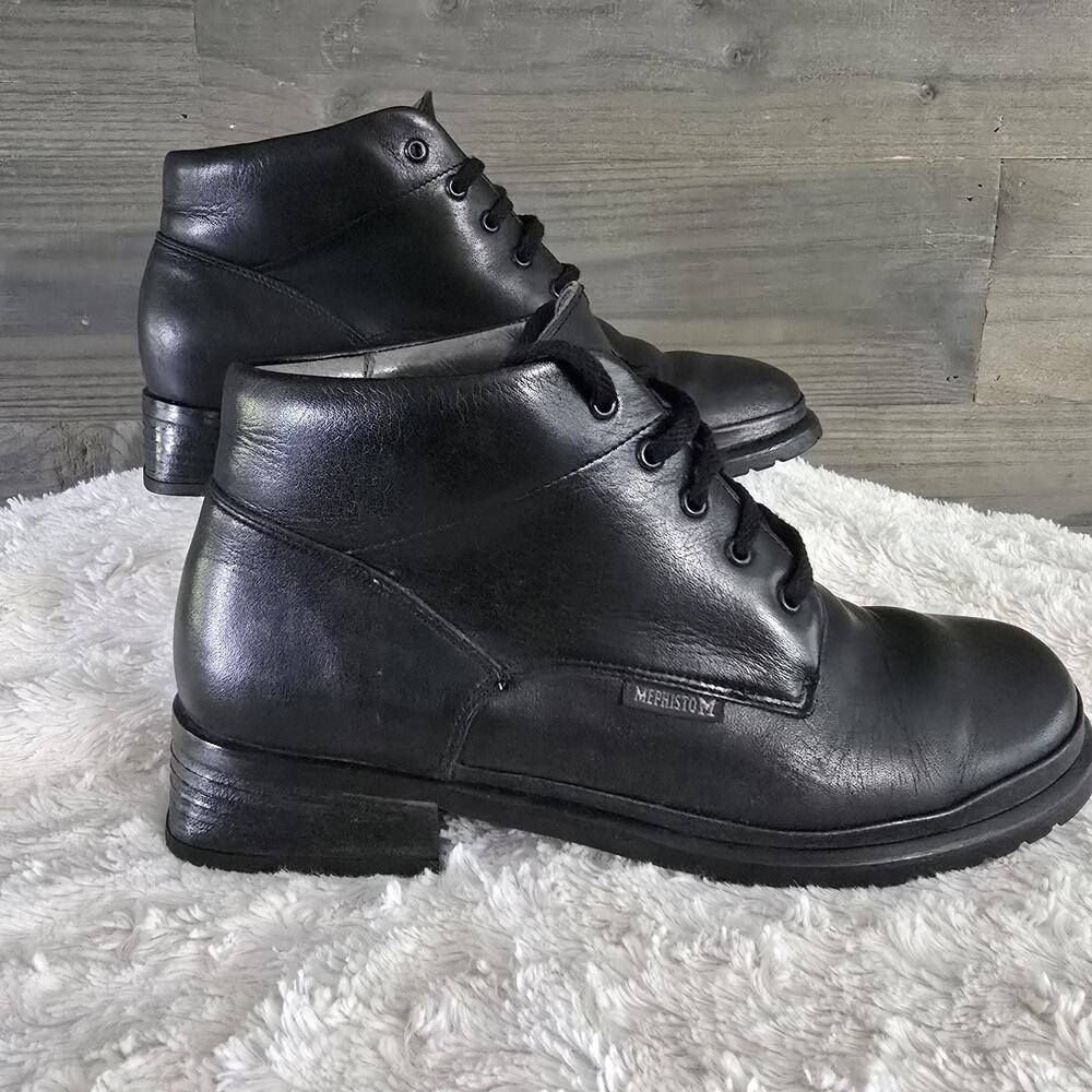 Mephisto Women's Size 8 Black Leather Lace Up Ankle Boots Portugal